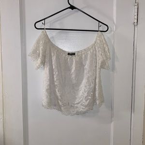 Lace Express Off the Shoulder Cropped top